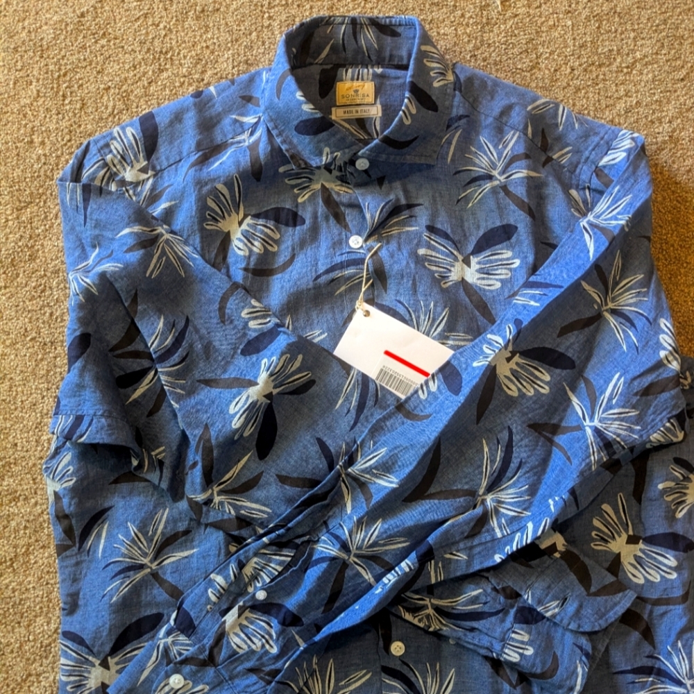 Sonrisa Blue Floral Men's Linen Shirt